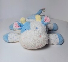 Vintage Eden Toys Blue/White Polka Dot Cow Terry Cloth Plush Rattle Lovey