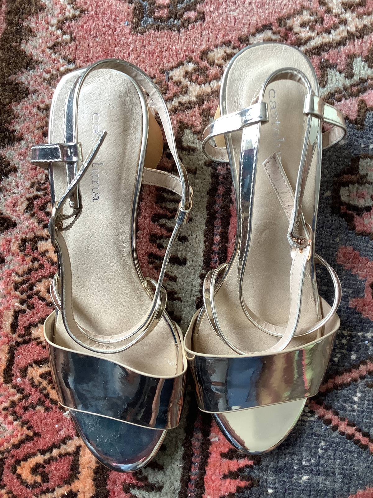 Gold Strapped Christmas Party Sandals La Redoute Castaluna Size UK 6 Eur 39  | eBay