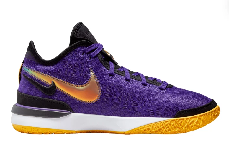 lebron shoes purple and gold