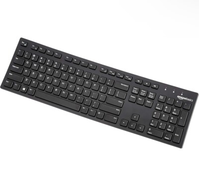 Amazon Basics Low-Profile Wired USB Keyboard with US Layout )Matte Black