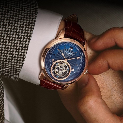 AILANG Men's Sapphire Glass Hollow Waterproof Tourbillon Manual Mechanical Watch - Picture 10 of 17