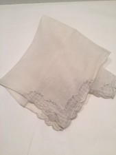 Vtg 60s Cotton Handkerchief Hankie 14  White Embroidered Corners