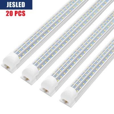 JESLED 20 Pack 8FT 120W LED Tube Light Fixtures 6500K D-shaped T8 LED Shop Lights ETL