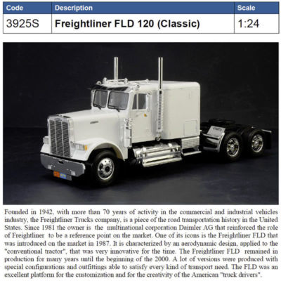 ITALERI 3925 Freightliner FLD 120 Special 124 scale | eBay