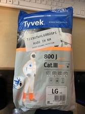 dupont tyvek 800j cat 111 chemical resistant protective coverall hazmat suit lg