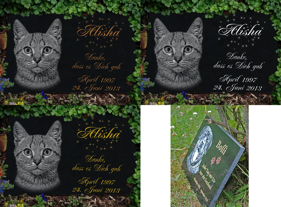 GRANIT GRABSTEIN Grabdekoration Tiergrabstein Hund g39 ►30 x 20 cm◄ Foto Gravur - Bild 4 von 4