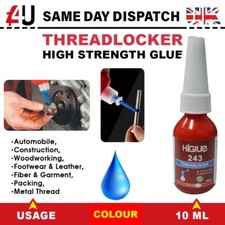 243 HIGH STRENGTH ( 10ML) BLUE THREAD LOCKING ADHESIVE NUT BOLT SCREW GLUE