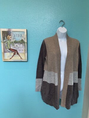 100% Cashmere Charter Club, Color Block Cardigan, Tan/Brown
