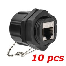 10 PACK - CAT6 RJ45 Outdoor Shielded Waterproof Panel Mount Coupler w/Dust Cap
