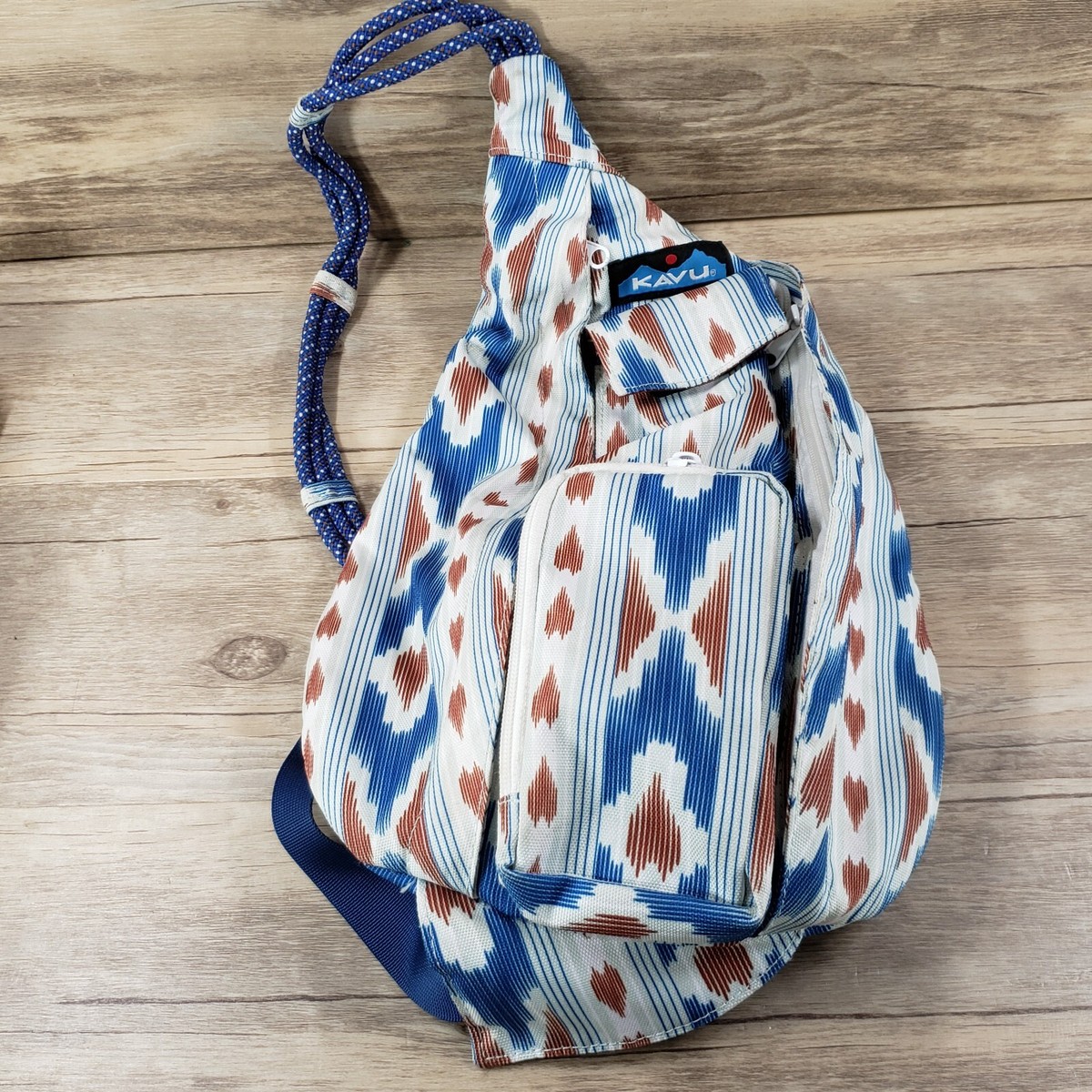 KAVU Rope Sling Bag Ikat Print Canvas Crossbody Backpack KAVU Rope Sling Bag Paxton Pack Purple Ikat travel crossbody  main image 3