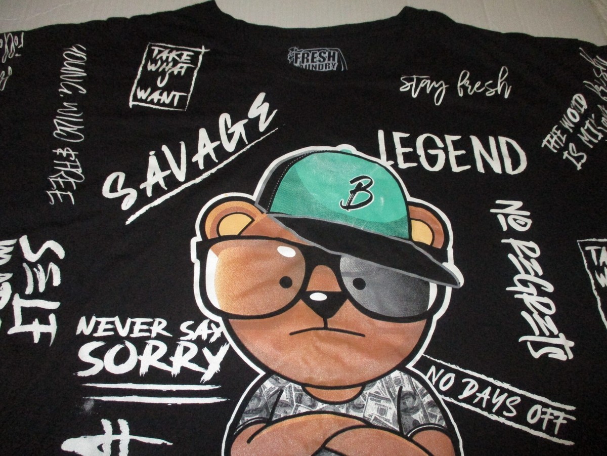 Fresh Laundry Bear Savage Legend 3XL Black Short Sleeve T-Shirt