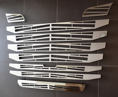 9x Polished Stainless Steel Mirror Front Grille Cover for Scania R 2010-2016