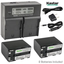 BP-970G Battery & LCD Dual Charger for Canon UC-X2 X2Hi X30Hi X40Hi X45Hi X50