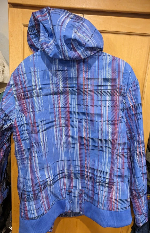 Oakley Womens Light Blue Purple Ski Snow Jacket Rmvble Hood Size Large Dble Zip - Image 2 of 4