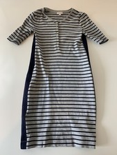 Gap Striped 1/2 Sleeve Stretchy Pencil Dress Gray Navy Blue Women's Small