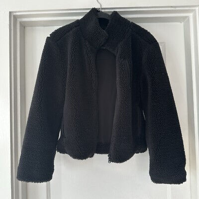 made for italic Jacket Womens XS Extra Small Black Fuzzy Zipper Closure Pockets 