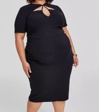 Nina Parker Women Black Ribbed Long Bodycon Dress Plus Size 2X