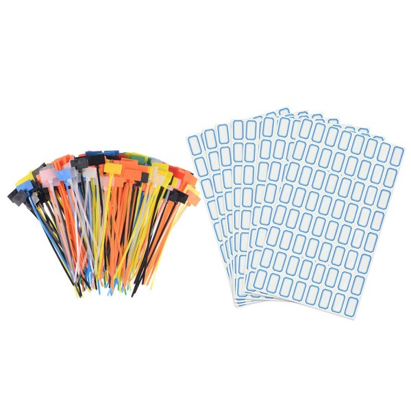250Stk Nylon Kabelbinder Tags Etiketten Marker Selbstsichernd 7 Farben-image