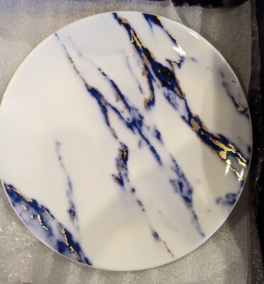 Prouna Marbled 24K Gold Accent Desert Plates # 7689 IOB