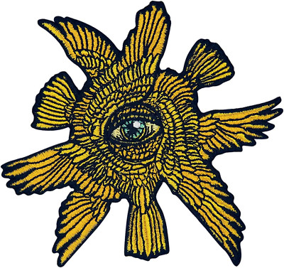 The Gold Six Wings with All Seeing Eye Patch Embroidered Applique Badge Iron on