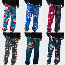 Men's Christmas Print Casual Loose Sweatpants Soft Sports Jogger Pants Trousers