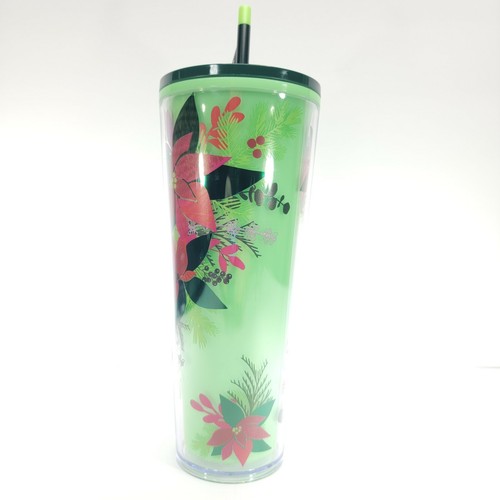Bicchiere Venti Starbucks Natale 2021 Poinsettia Verde 24 Oz NUOVO CAMBIA COLORE - Foto 7 di 8