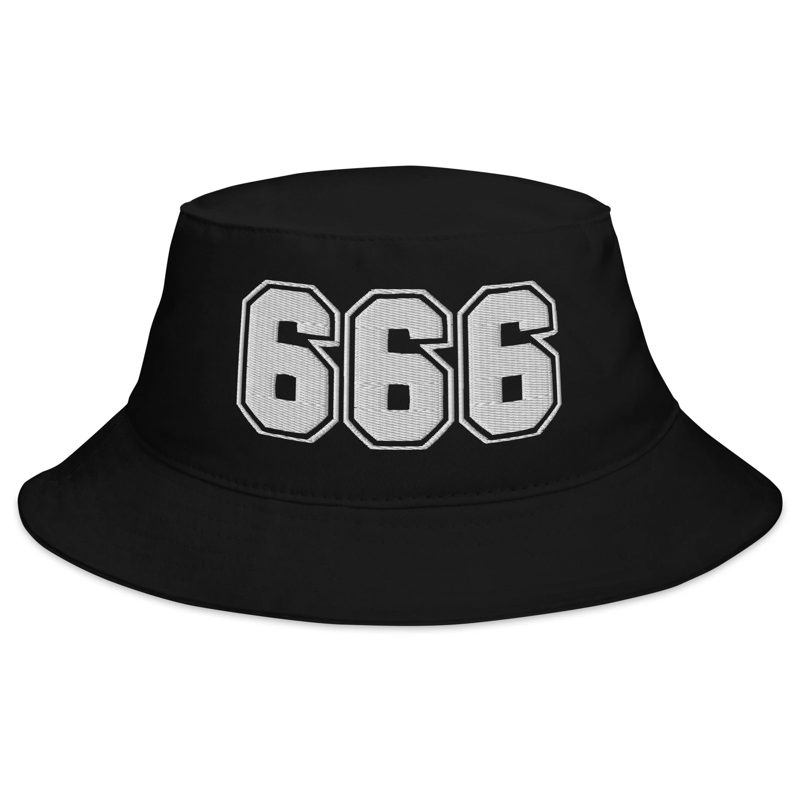 White 666 The Number of the Beast Evil Embroidered Bucket Hat