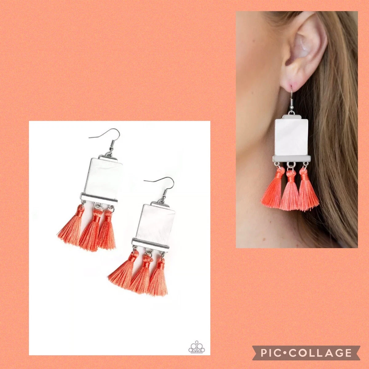 Coral fringe earrings paparazzi clearance