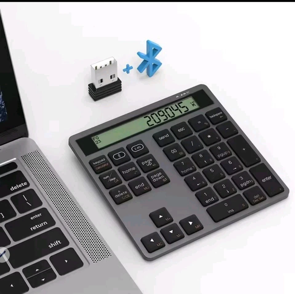 1. Bluetooth & 2.4G Kabelloser Ziffernblock mit Taschenrechner 34 Tasten LCD... - Bild 2 von 4