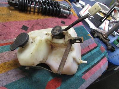 #ad 1978 YAMAHA DT100 OIL TANK WITH BATTERY STRAP $95.00