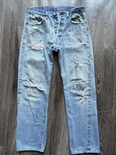 Levis 501 XX Jeans Mens 30x30 Red Line Selvedge Distressed Button Fly 70s e