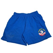 Vintage US Space Camp Florida Shorts Blue Cotton Graphic Made in USA Medium