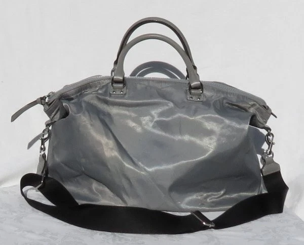 $198 REBECCA MINKOFF Pearl Gray Zip Travel Nylon Tote Shoulder Bag Purse X Large - Image 4 of 4