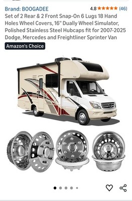 16'' 6 Lug 18 Hand Hole Polished Stainless Steel Wheel Simulator, 6 pcs ...