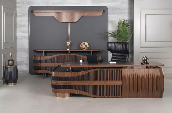 Eckschreibtisch BüRo Einrichtung Chef Zimmer MöBel Design Schreibtisch Tisch-image
