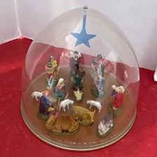 VTG MID-CENTURY DOME TOP NATIVITY MANGER SCENE PLASTIC HONG KONG OHIO ART?