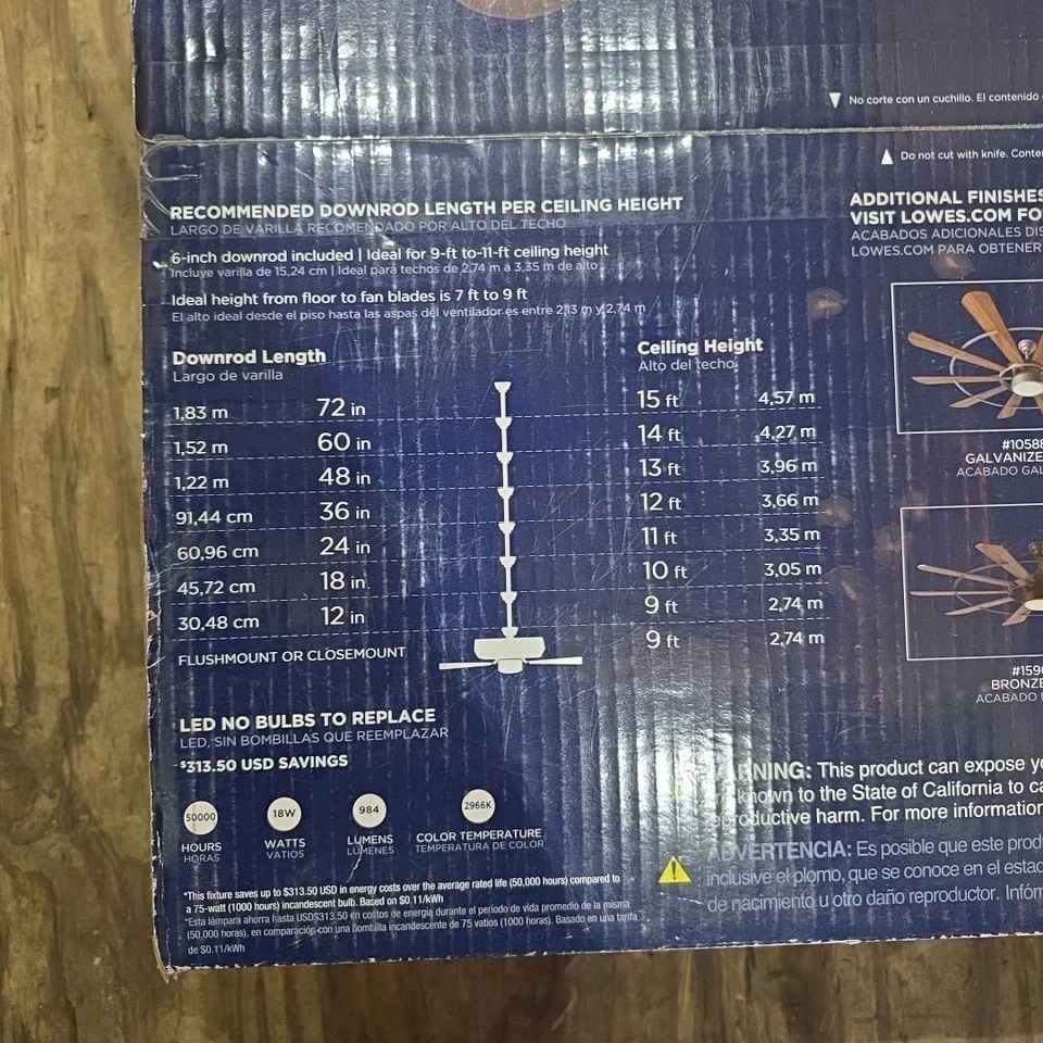 Nuevo ventilador de techo Harbor Breeze Henderson EUK60MBK10LR 60" con luz y control remoto Foto 4 de 4