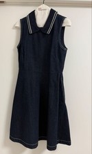 RED VALENTINO Denim Dress M Blue Cotton Short Sleeve