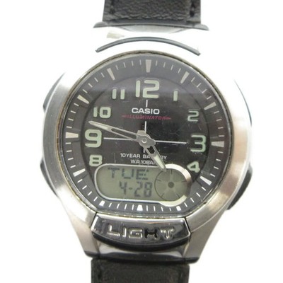 Casio AQ-180W Quartz Analog-Digital Watch, Silver/Black, Model Number: GY18 /MQ