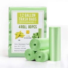 Jaoul Trash Bags 1.2 Gallon, Biodegradable Small 80 Count Pack of 1 , Green