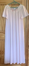 Nightgown Shadowline Floral Embroidered Silky Nylon Short Sleeve Peach Pink L