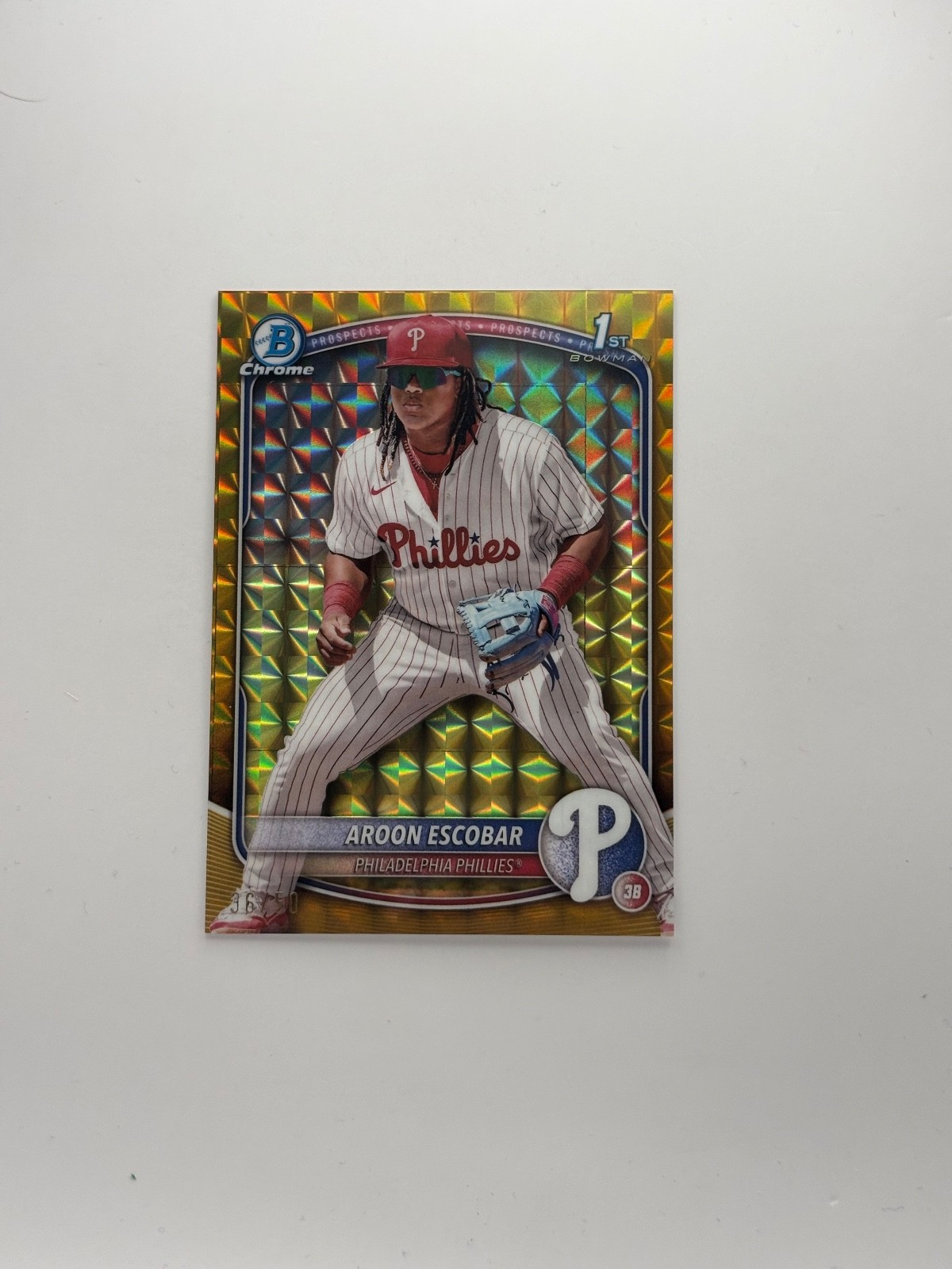 2025 Bowman Chrome Aroon Escobar 1st Gold Geometric Refractor #36/50 BCP-65