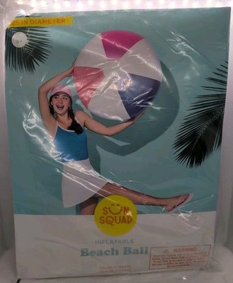 Sun Squad Large Inflatable PVC Beach Ball 25 Inch Diameter Pool Toy