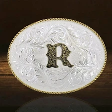 Montana Silversmiths Fine Silver Western Initial "R" Buckle Retail $130 - NEW!