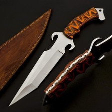 Hand-Forged Decorative Bowie Hunting Knife   Fixed Blade, Leather Sheath ZIG014