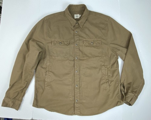 Flint And Tinder Herren XXL Baumwolle Hemd Jacke braun Druckknopf Taschen LESEN - Bild 1 von 11