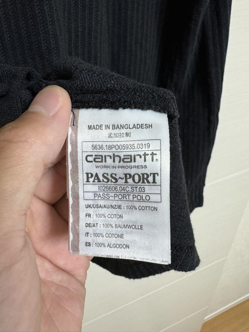 トップス Carhartt pass port polo L Carhartt WIP x PASS-PORT Mens Polo Shirt Stripe Black Dark Grey