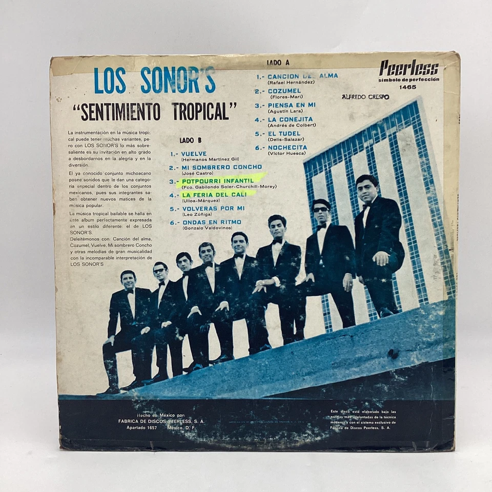 LOS SONOR’S sentimiento tropical (OG 69’ PEERLESS VINYL LP MEXICO) NM- - Image 3 of 4