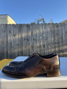 PAUL EVANS Men Dark Burnished Brown Cap Toe Lace Oxfords Dress Shoes 9.5M Paul Evans Shoes | eBay main image 4