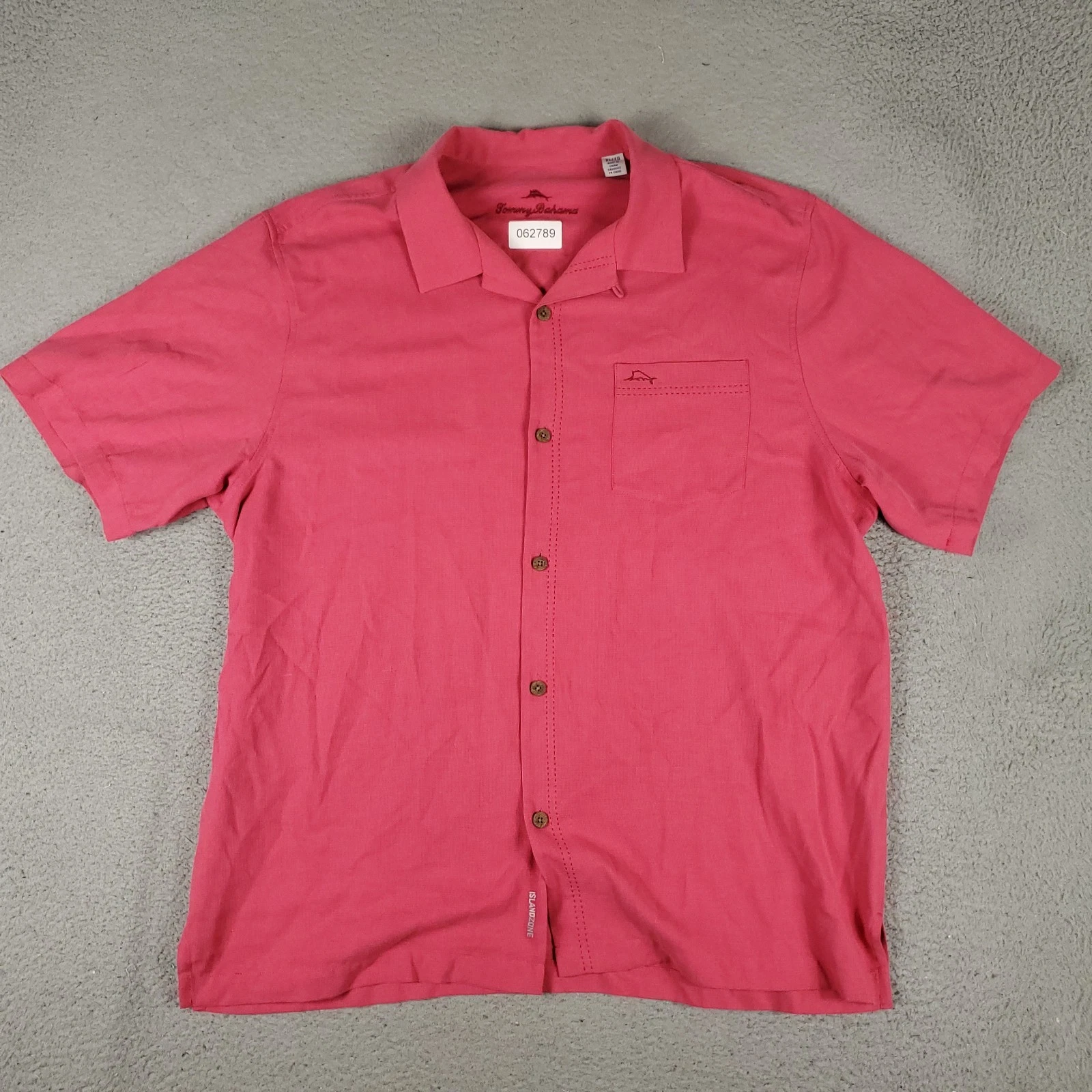 Tommy Bahama Shirt Mens XL Pink Silk Hawaiian Button Up Short Sleeve *